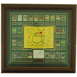 2006年 美国大师赛24位历届冠军球手签名果岭旗 Tiger Woods签名卡